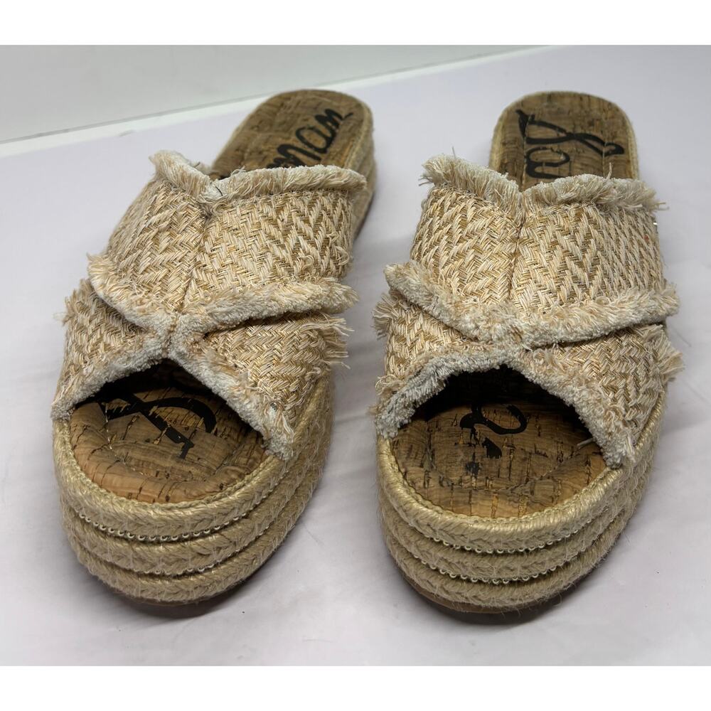 Sam Edelman Ashlyn Sand Weave Espadrille Sandals Tan Size 8 Platform Slides